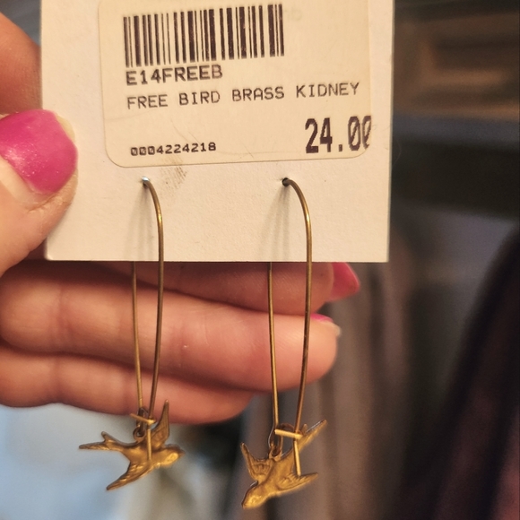 Brass bird earrings - Picture 2 of 3